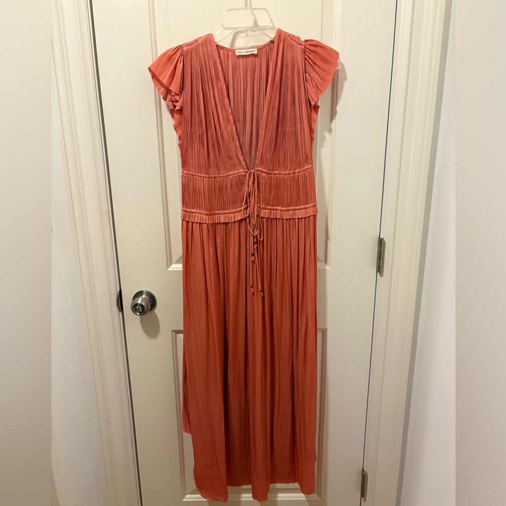 Ulla Johnson Peach Deep Plunge Dress